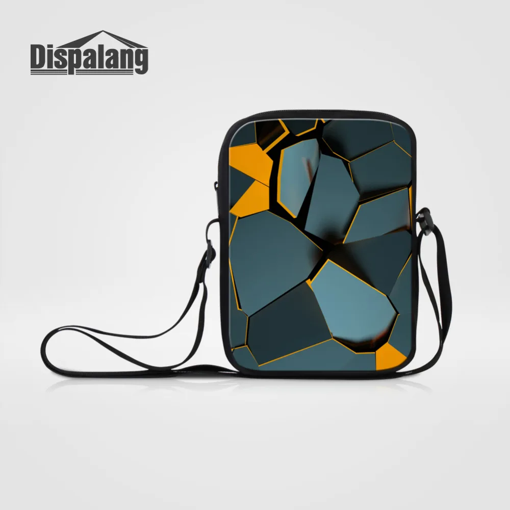 Dispalang Men's Messenger Bags Broken Geometry Printing Casual Shoulder