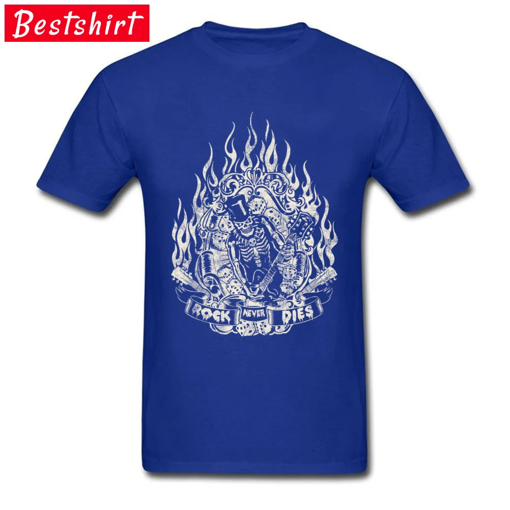 Custom Rock Never Dies Short Sleeve Summer Autumn Tops & Tees Brand New O Neck 100% Cotton Fabric Tops Tees Men Top T-shirts Rock Never Dies blue