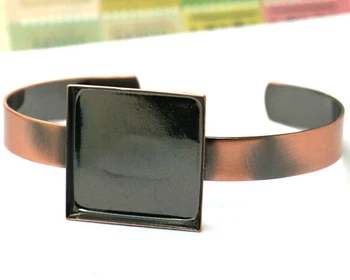 

5pcs 25mm square shape antique red copper plated bracelet aessories for diy glass bubble materials