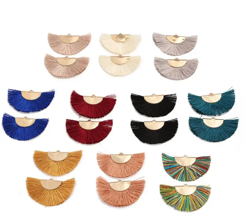 

6pcs Ethnic fan-shaped pendant material Earrings silk pendant DIY accessories