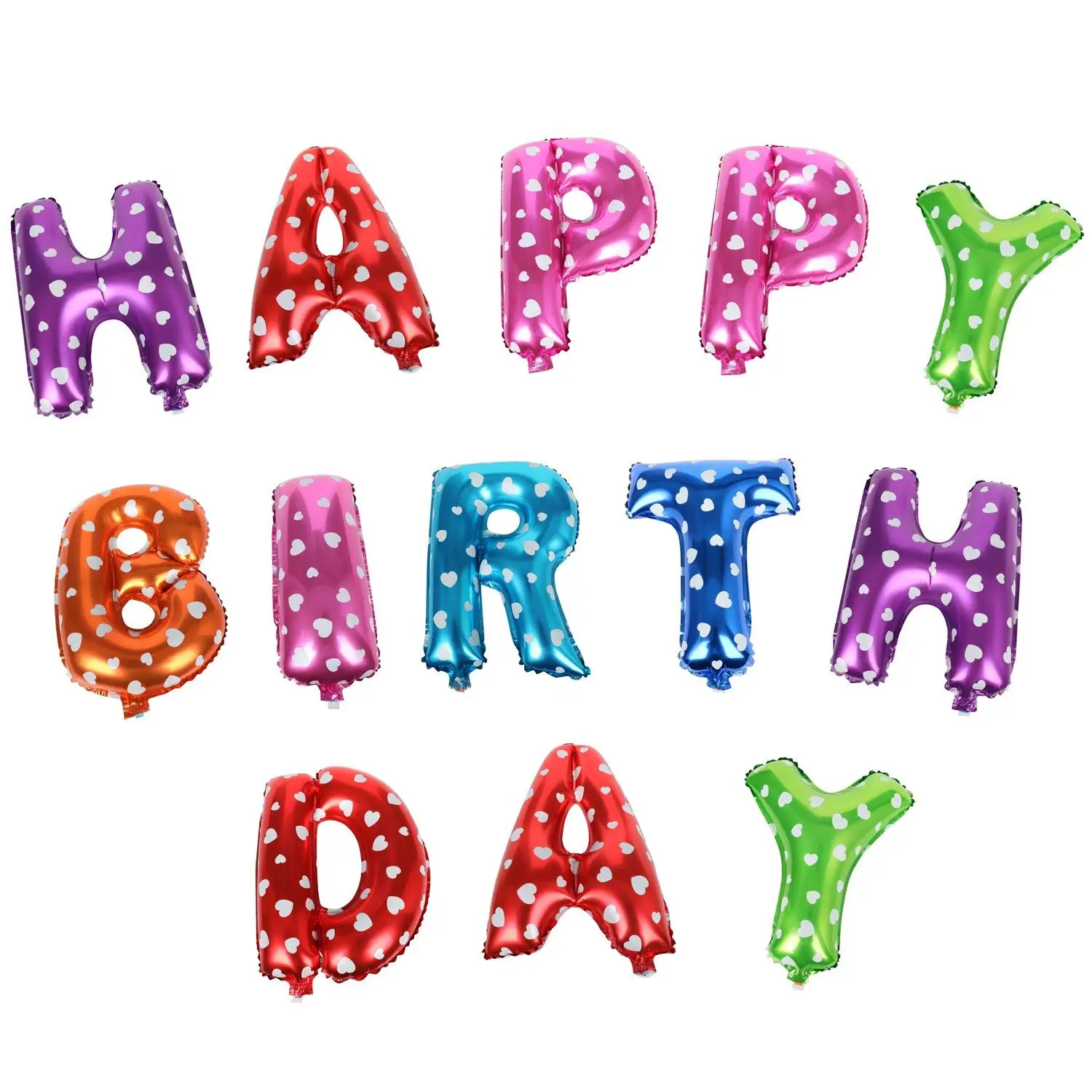 13pcs Set Aluminum Foil Happy Birthday Letter Shaped Balloons Multi 