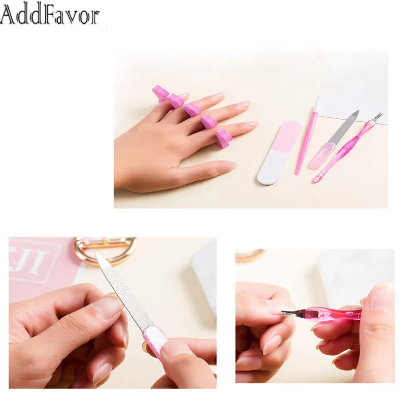 Addfavor Plastic Nail Manicure Set Finger Separator,Nail Polishing Buffer, Cuticle Fork 3PCS/Set