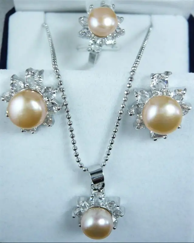 

Akoya Cultured Pearl ring earrings necklace Pendant set AAA