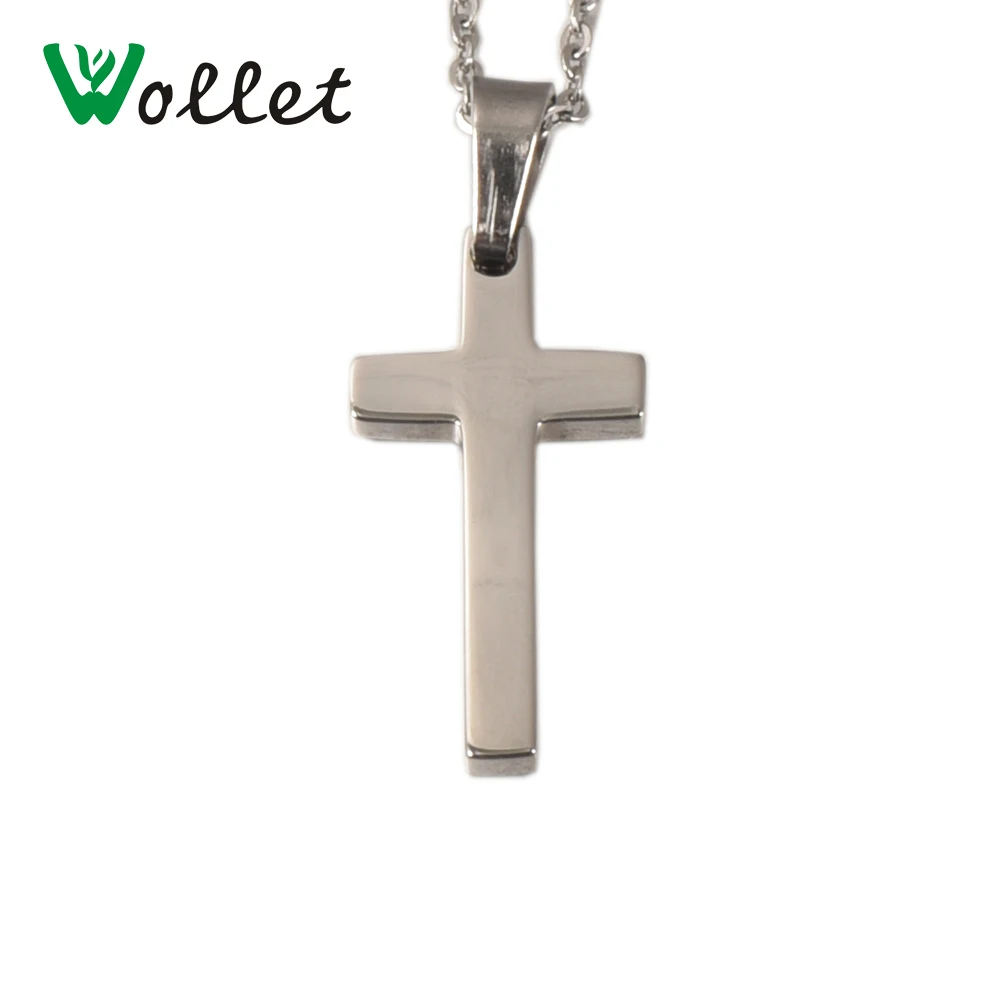 

Wollet Jewelry High Quality Pious Cross Full Glossy Steel Color Stainless Steel Pendant For Women Men
