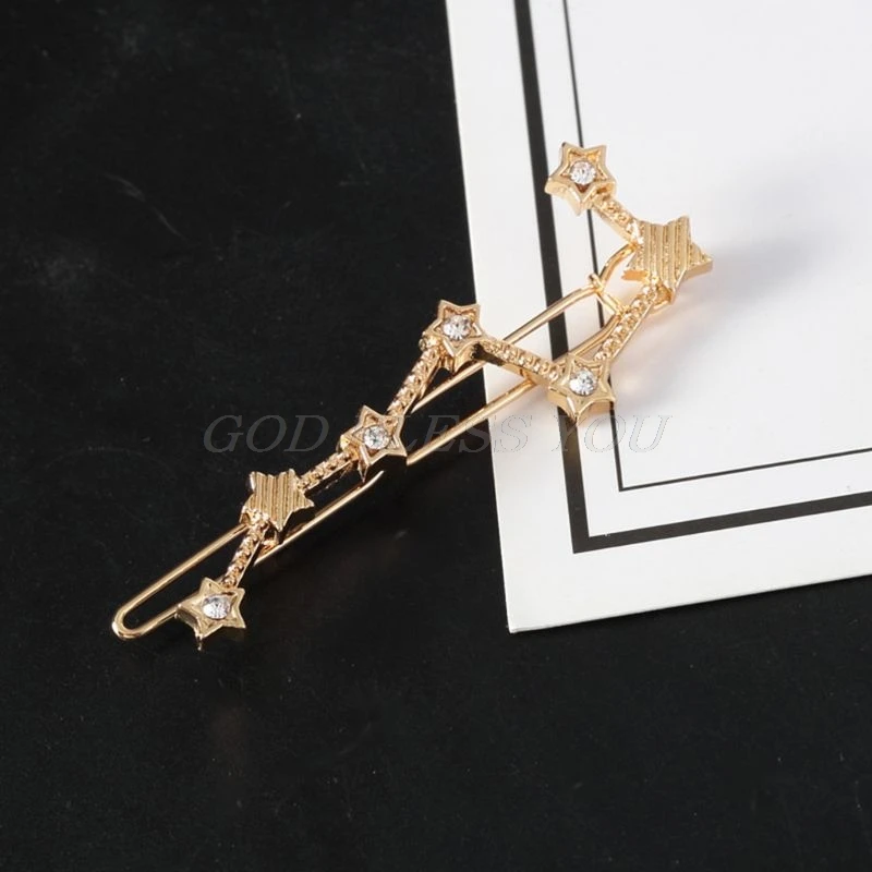 Креативная Большая Медведица в форме одного слова Bobby Pins для женщин девушек боковая челка заколки для волос Металлические Блестящие Стразы элегантная шпилька для волос