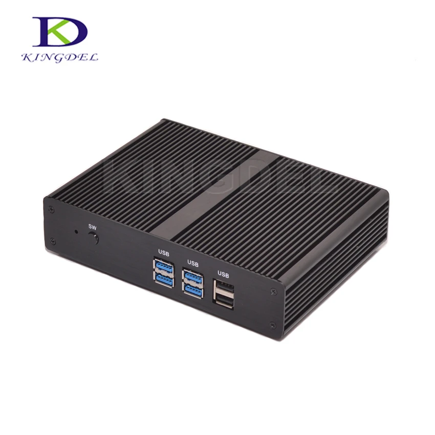 Kingdel безвентиляторный сливовый компьютер Celeron J1900 4 ядра Max 2,42 ГГц с Wi Fi HDMI VGA 2* COM USB3.0 Intel HD Графика мини-ПК