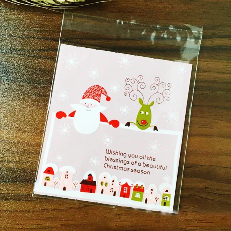 25 шт милый Рождественский мультфильм подарки пакеты печенья упаковка самоклеющиеся пластиковые пакеты для печенья конфеты торт Свадебная посылка - Цвет: m