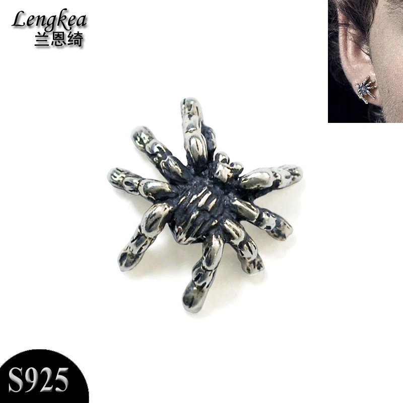 Lengkea jewery personity domineering tarantula панк Ювелирное Украшение для ночного клуба серьги из стерлингового серебра 925 пробы аксессуары для ушей для мальчиков и девочек