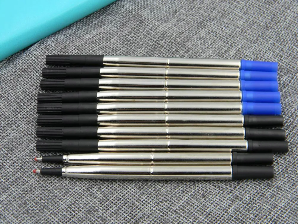 

10pc black or blue metal office 0.7MM Rollerball Pen Refills