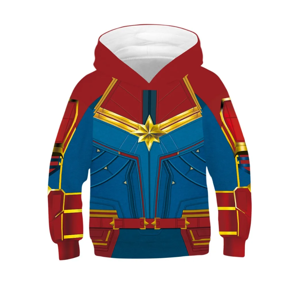 

Kids 3D Captain Movie Hoodies Boys Girls Carol Danvers Superhero Long Sleeve Hooded Swearshirts Children Girl Boy Wolf T Shirt