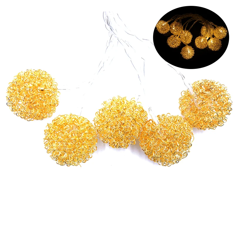 Wedding Ball LED String Lighting Holiday Party AA power Fairy Lights Metal Balls decortaive lamp for Indoor Decoration IY310220 | Лампы и
