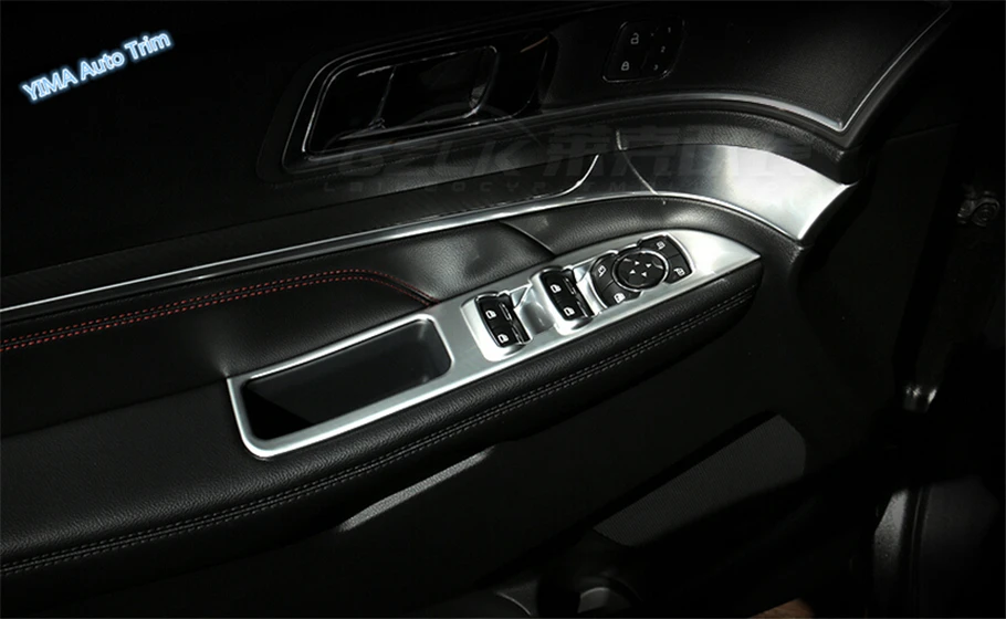 Lapetus Car Styling Inner Door Armrest Window Lift Button Decorative Cover Trim 4 Pcs For Ford Explorer 2016 2017 2018 2019 ABS |