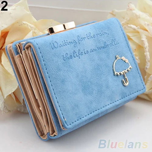  Women Umbrella Faux Leather Clutch Trifold Wallet Credit Card Coin ID Case Holder  1PVC 1UBT 