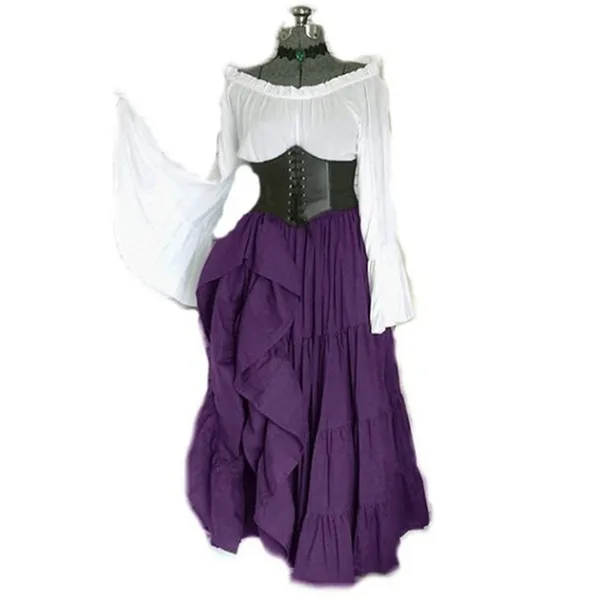 Средневековый костюм, костюм на Хэллоуин для женщин, длинное платье в стиле древнего Ренессанса, костюм для косплея в викторианском стиле, нарядная одежда для маскировки - Цвет: Фиолетовый