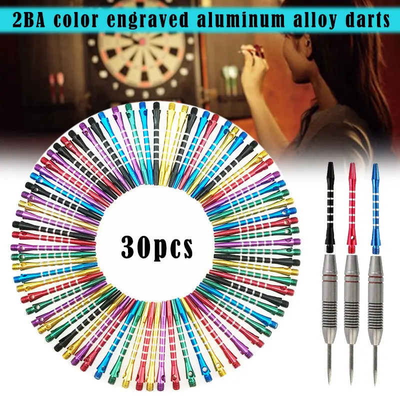 30Pcs Aluminum Alloy Darts Shafts Harrows Dart Stems 53mm Mixed Color