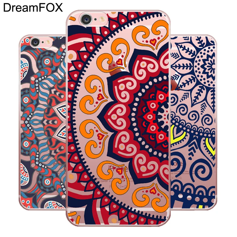 Kopen DREAMFOX L006 Bloemen Mandala Patroon Zachte TPU Silicone Case Cover Voor Apple iPhone X XR XS Max 8 7 6 6 s Plus 5 5 s SE 5C 4 4 s