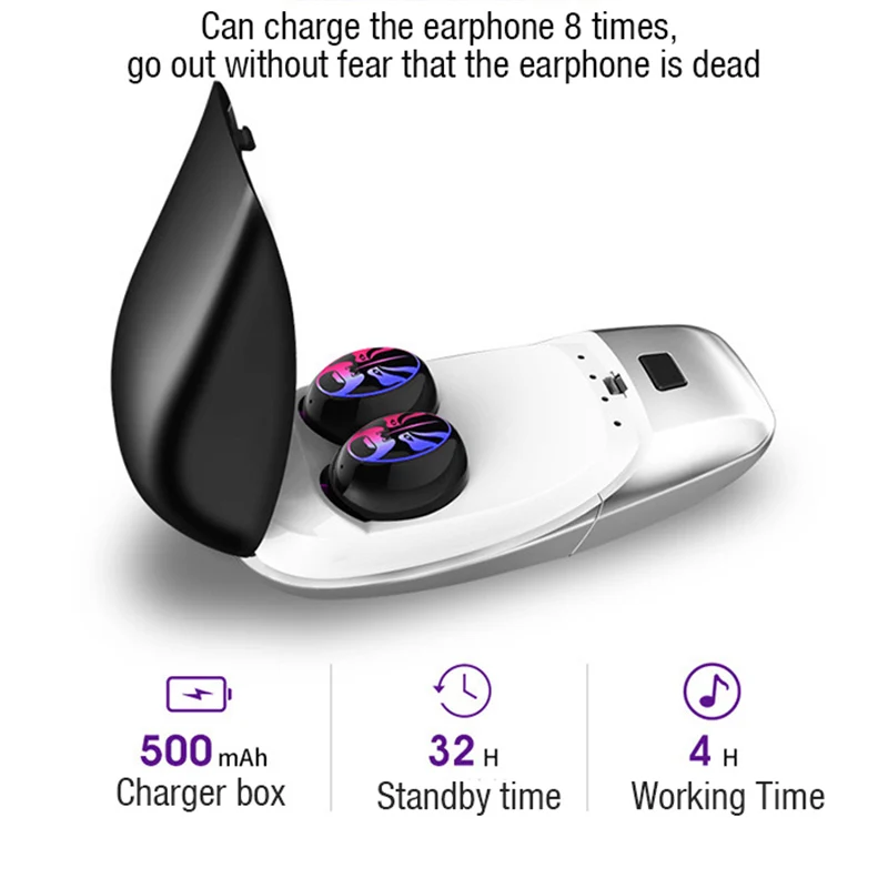 2019 Touch light Bluetooth Earbuds 5.0 TWS Wireless Stereo Earphones Smart Voice Control Sport headset for iPhone with Music