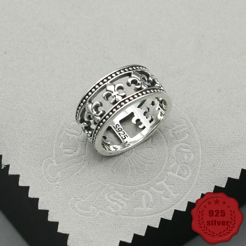 

925 sterling silver ring trend personality jewelry punk style hip-hop hip hop simple hollow anchor around the shape 2018 new hot