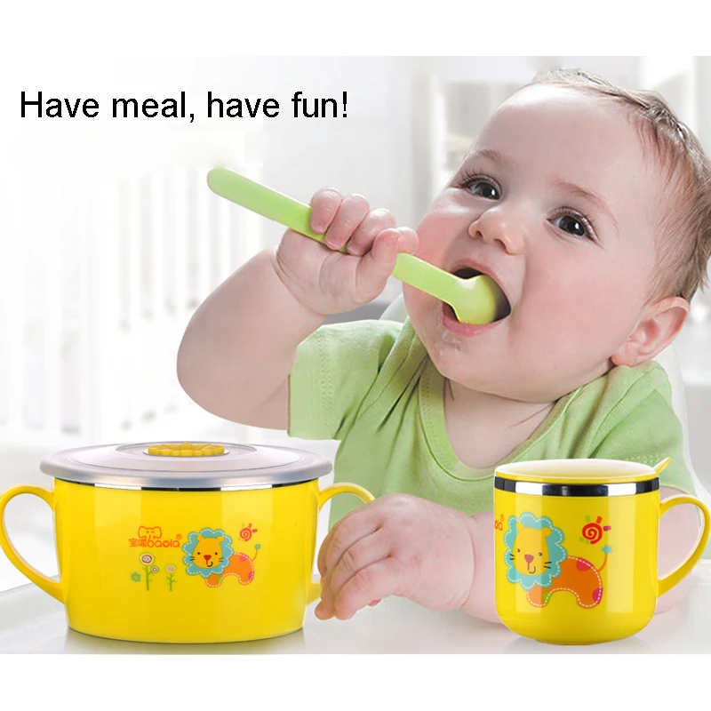 Leakproof Child Stainless Steel Bowl Baby Feeding Bowl  (20)