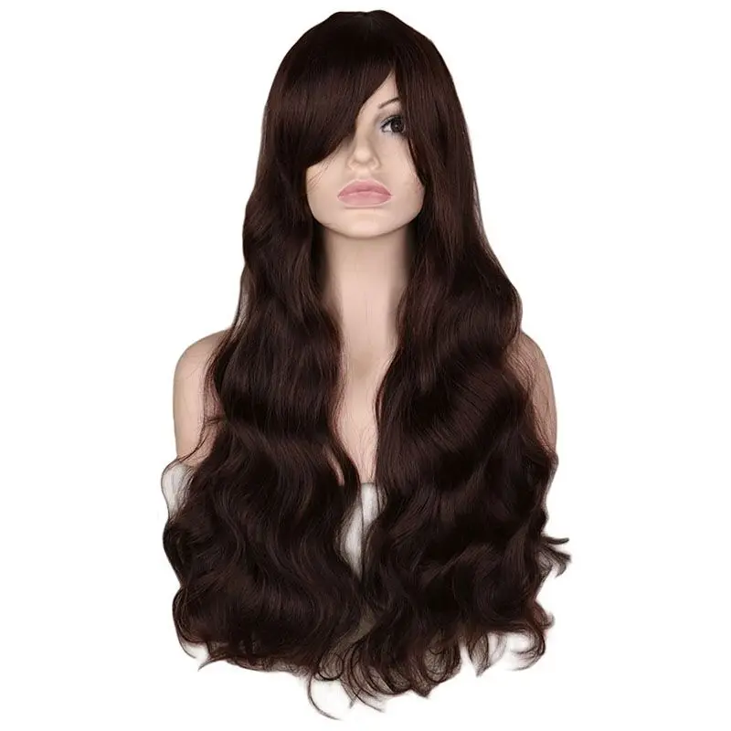 

QQXCAIW Natrual Long Wavy Wig Cosplay Party Heat Resistant Synthetic Wigs For Women