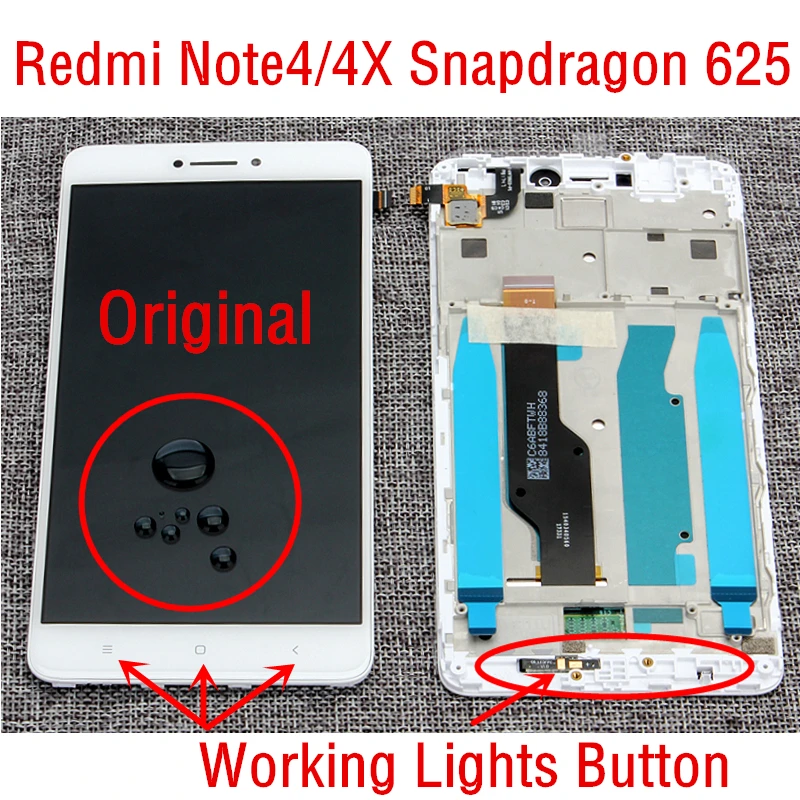 

100% Original Xiaomi Redmi Note 4 Display Global Version Redmi Note 4X LCD Display+Frame Snapdragon625 Touch Screen Repair Parts