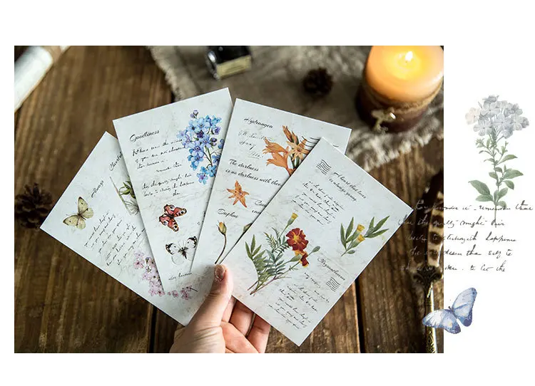 3 комплекта Kawaii бумага Природа завод Подарочная поздравительная открытка Открытки День Рождения Бизнес Подарочный набор карт открытка
