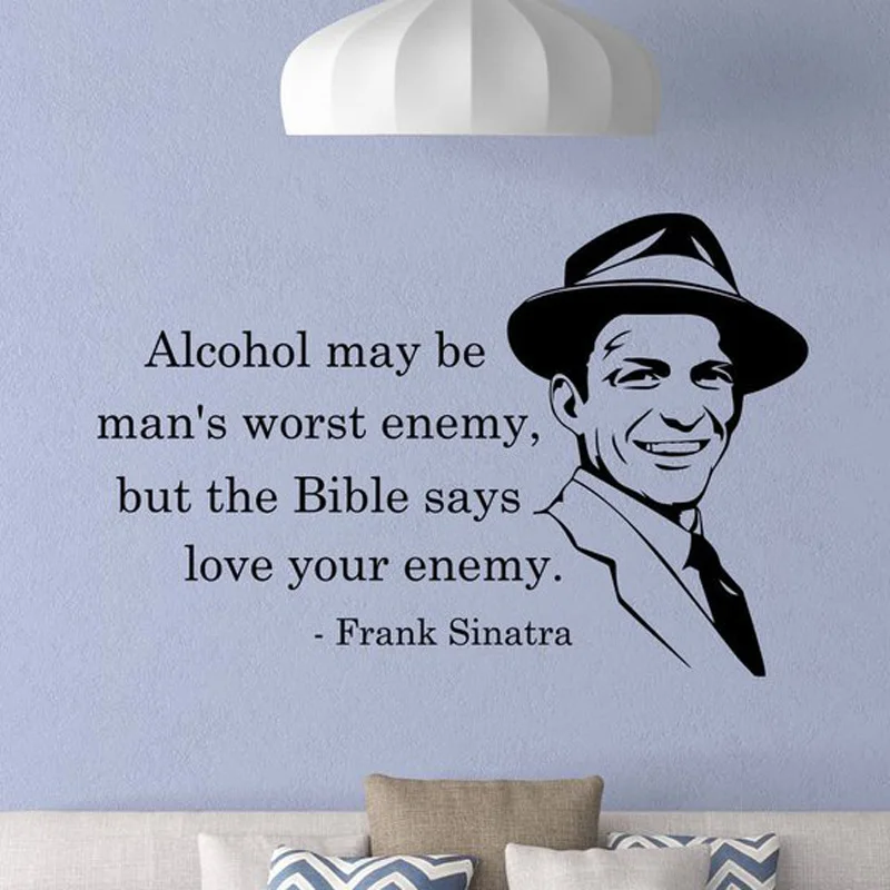Frank Sinatra Наклейка на стену спирт может быть мужской худший враг Цитата постер