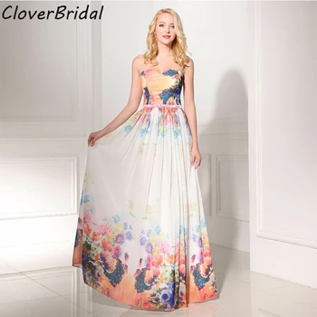 

En stock pas cher belle cherie A-ligne imprime floral longue robe de soiree 2016 printed evening dresses size 2-16