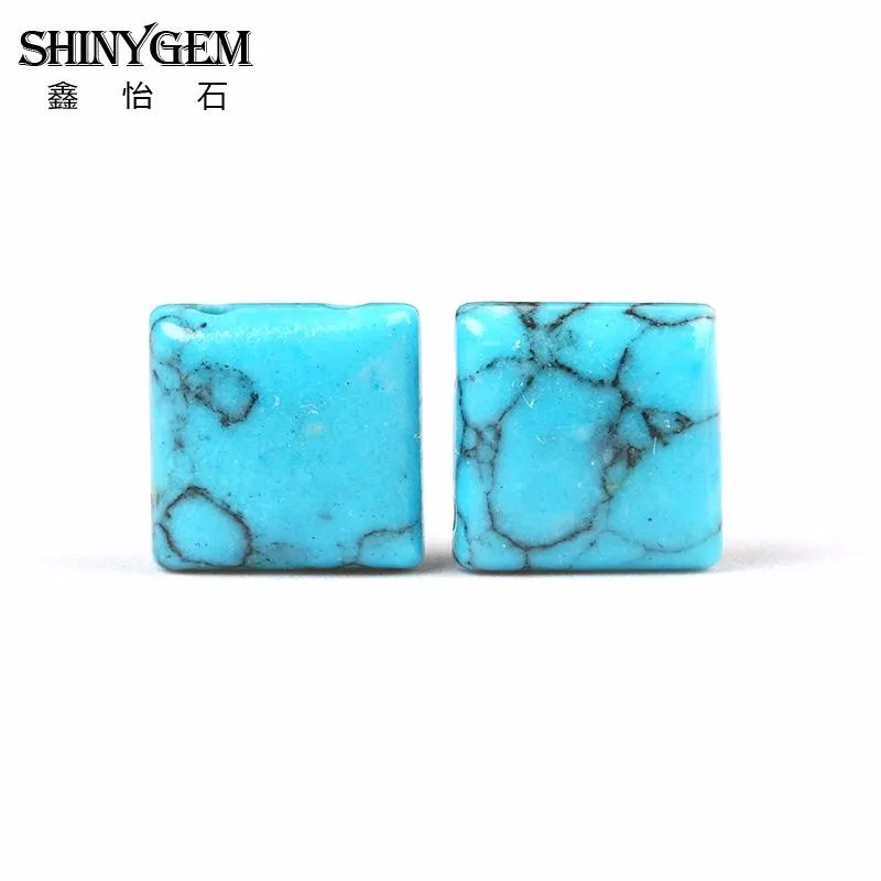 20 Piece/Lot Stabilized Turquoises Beads Square Shaped Pendant Double Hole DIY Handmade Jewelry Materials Jewelry Making