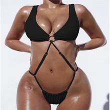 Летний купальник цельный мини-стринги сексуальный бикини Монокини Mujer Бандаж бикини купальник женский купальный костюм Сексуальная Пляжная одежда