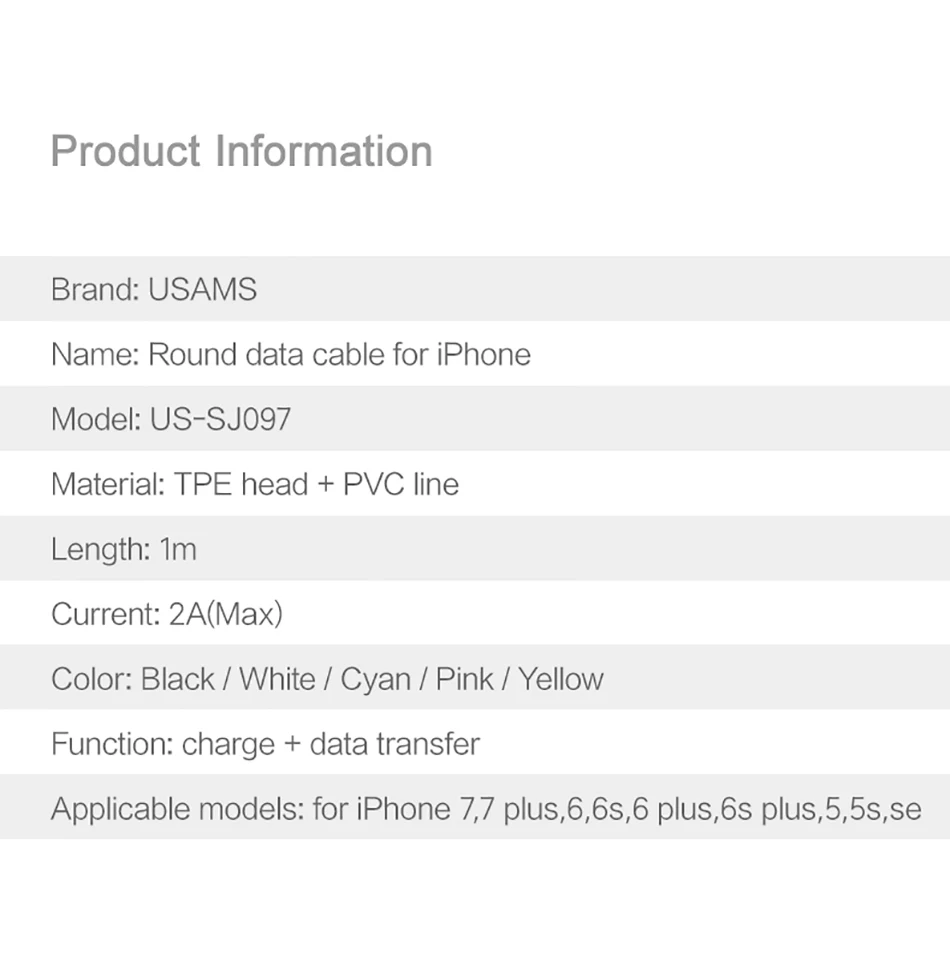 10 шт./лот USAMS USB кабель для iPhone IOS 11 10 9 2A быстрое зарядное устройство Usb кабель для зарядки для iPhone X 8 7 6 5 iPad Дата кабель синхронизации