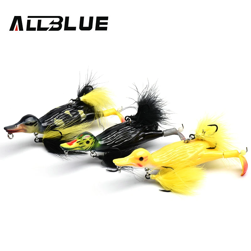 ALLBLUE 3D غبي بطة توبواتر الصيد إغراء العائمة الطعم الاصطناعي السقوط و الرش قدم الصلب الصيد معالجة الجير