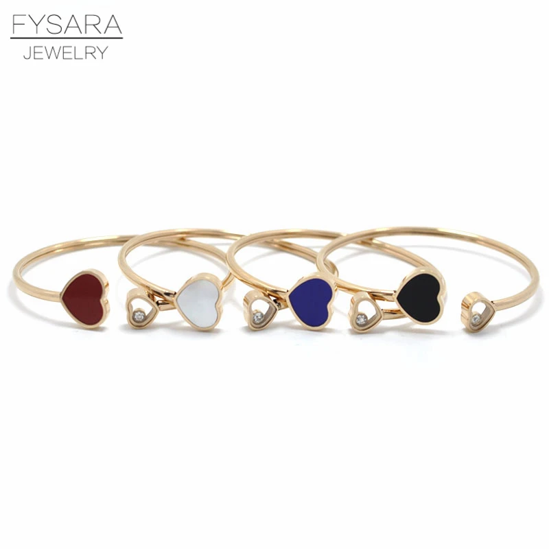FYSARA, браслет и браслет с австрийскими кристаллами для женщин, ювелирное изделие, роскошный бренд, в виде ракушки, сердце, браслеты, розовое золото, очаровательные браслеты