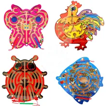 Детские игрушки Детские Обучающие деревянные игрушки квадратный лабиринт Магнитное Кольцо лабиринт дорожка ручка лабиринт Детские интеллектуальные игрушки