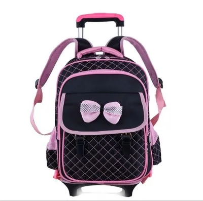 INFEYLAY/брендовая популярная дорожная сумка на колесиках, чехол на колесиках, детская школьная сумка с бантом, рюкзак для девочек и студентов - Цвет: 6 wheels