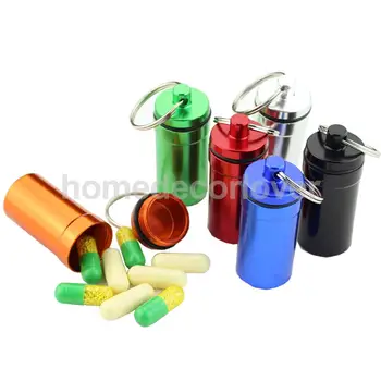 

6 Pcs/Set Portable Waterproof Mini Aluminum Pill Case Medicine Drugs Holder Keychain Pill Container Box Outdoor Ashtray