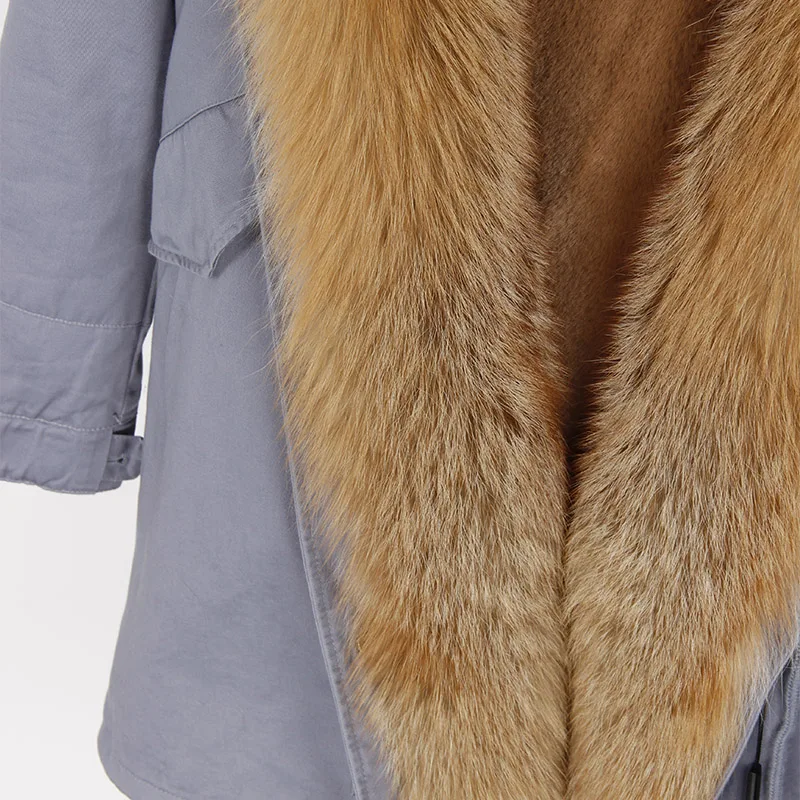 MAO KONG длинное пальто из натурального Лисьего меха, меховая куртка с подкладкой из искусственного меха