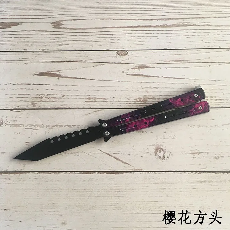 3 цвета, нож из нержавеющей стали, тренировочный нож, титановый нож, бабочка в ноже для мужчин, подарок+ сумка+ отвертка+ жалюзи - Цвет: yinhuafangtou