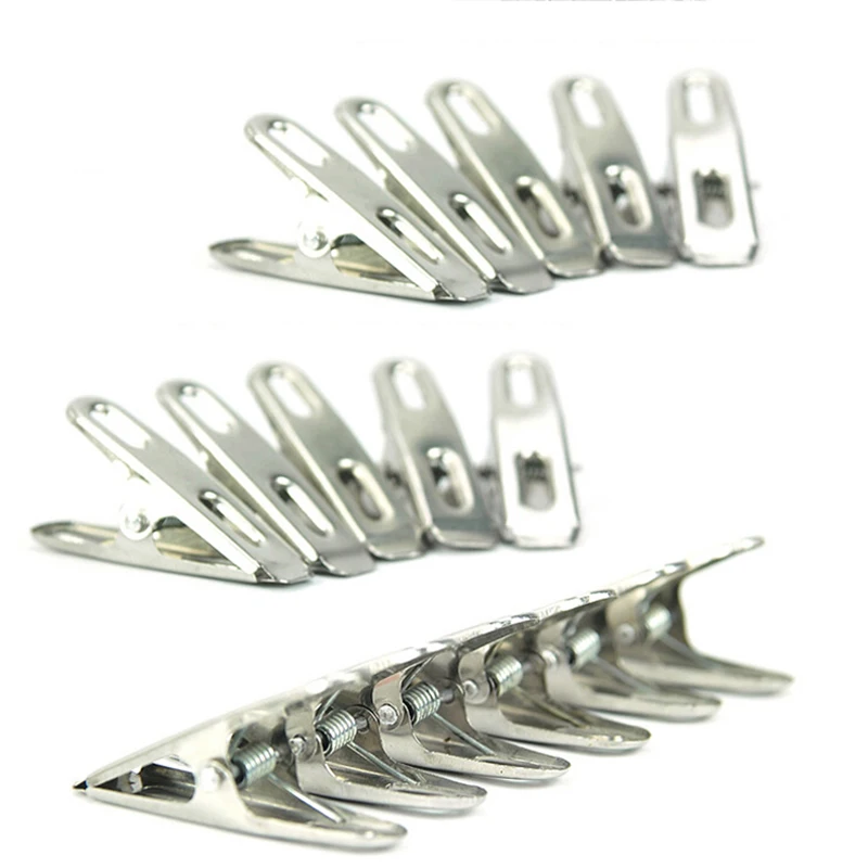 20pcs Stainless Steel Towel Clothes Pegs Clip Hang Pins Laundry Clamps Windproof