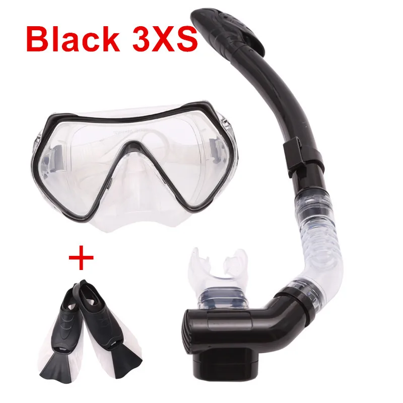 black 3XS Три шт ласты для дайвинга подводный Спорт Плавание Водные виды спорта Дайвинг оборудование маска для подводного плавания+ трубка+ плавники - Цвет: black 3XS