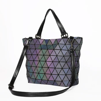 

2020New Women's Handbags Luminous Foldable Simple Geometric Hologram Tote Bag Girl Messenger Bag Women's Casual Shoulder Bags