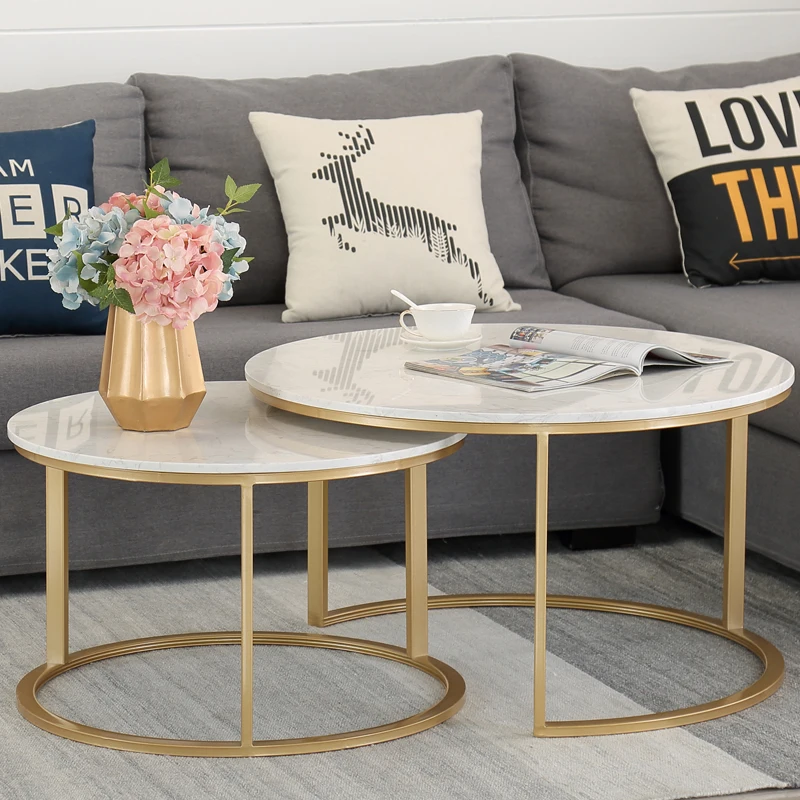 Луи мода журнальный столик мрамор простой гостиной современный творческий сочетание маленькая квартира мини круглый железный европейский стиль