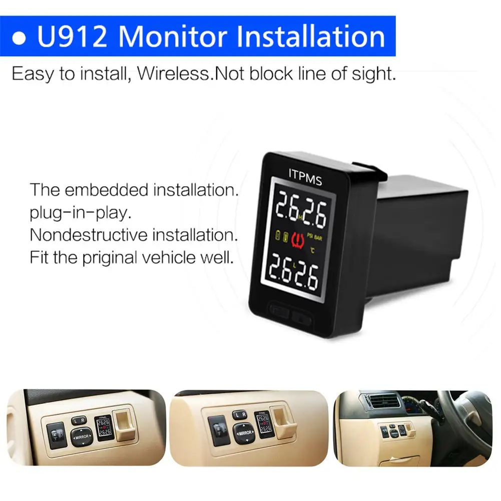 CAREUD U912 Special Car TPMS Tyre Pressure Monitoring System Car Tyre Pressure Alarm System For Toyota /Nissan /Honda /Mazda