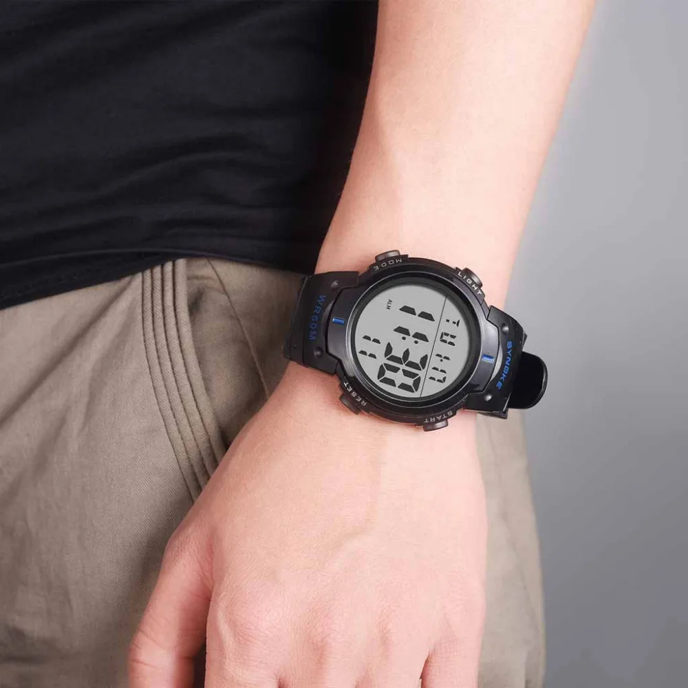 

SYNOKE Men's Military Sports LED Digital Watches Big Dial Digital Clock Mens Outdoor Military Wrist watch fitness clock N50