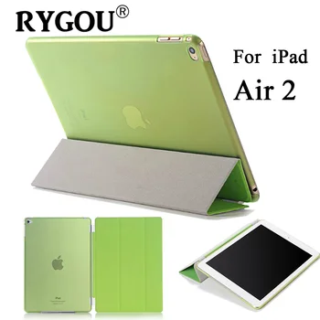 

RYGOU For iPad Air 2 9.7 inch Clear Back Case + Magnet Wake up Sleep Ultra-thin PU Leather Case For iPad Air 2 Air2 Smart Cover