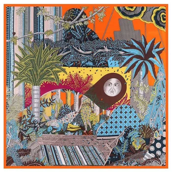 

Luxury Designer Midsummer night's Dream Sun Twill Silk Women's Scarf New Fashion Square Scarves Shawl Neck Wear Accessory 130cm