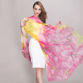 

pink peach flower Designer chiffon sarong parel beach shawl headband women beach summer swimming scarf bandana spain shawl prom