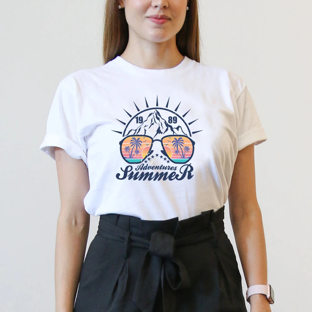 

Summer Style Beach t shirt women 100% Cotton Breathable White tops & tees High Quality Brand womens tee shirts