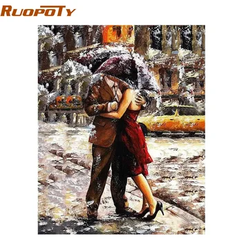 

RUOPOTY Romantic Lover Figure Painting DIY Painting By Numbers Kits Coloring Hand Painted Oil Painting For Wedding Decoration