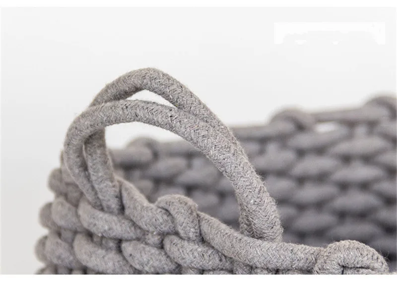 FullLove 34*28*15 см хлопковая Веревка плетеная корзина для хранения твердая серая корзина для одежды косметический Органайзер Домашний& организация